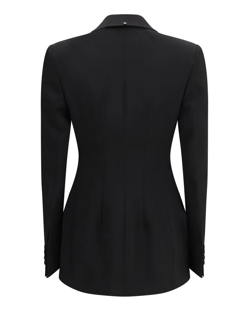 Max Mara Women's Tailored Wool Blazer Nero Fleece Jacket Black