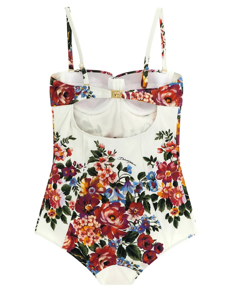 Dolce & Gabbana Floral Print One-Piece Swimsuit — Ivory Ivory