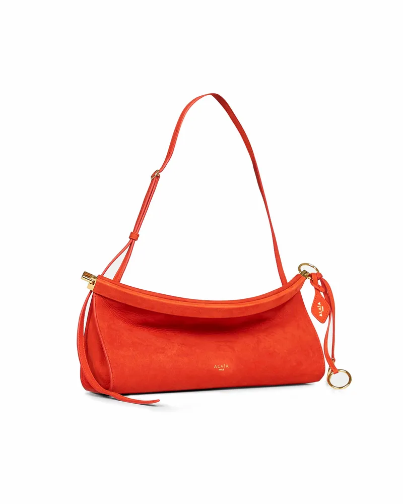 Alaïa Women's Shoulder Bag Le Click East West Orange Calf Leather Orange