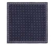 Men's Ethnic-Patterned Silk Pocket Square Navy+ciliegia Extras