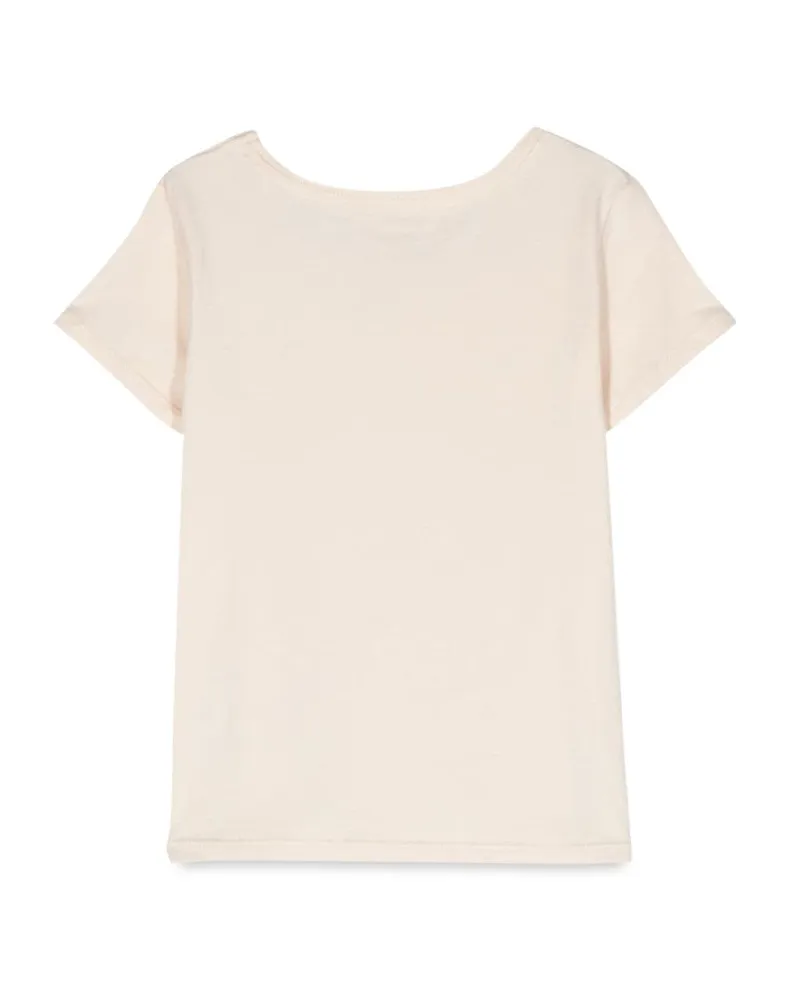 Michael Kors Logo-Embroidered Cotton T-Shirt — Beige Beige