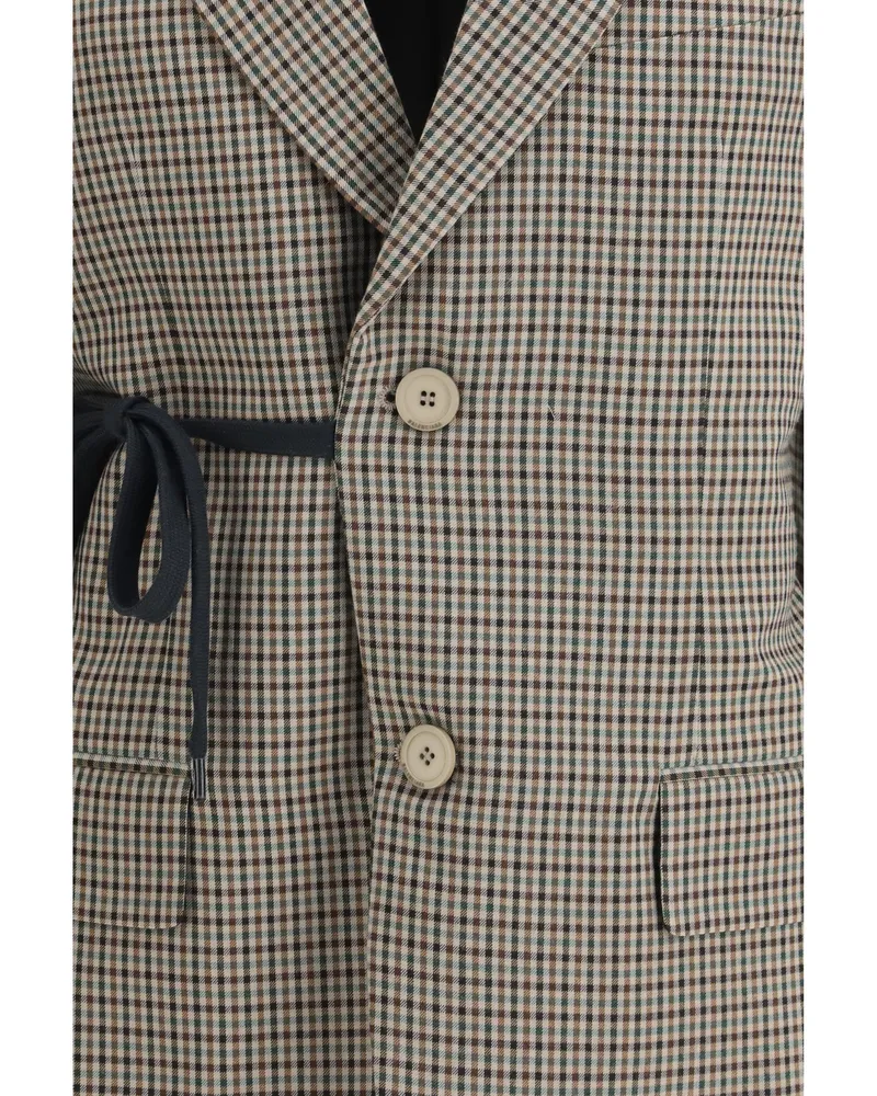 Balenciaga Single-Breasted Vichy Jacket — Khaki Khaki