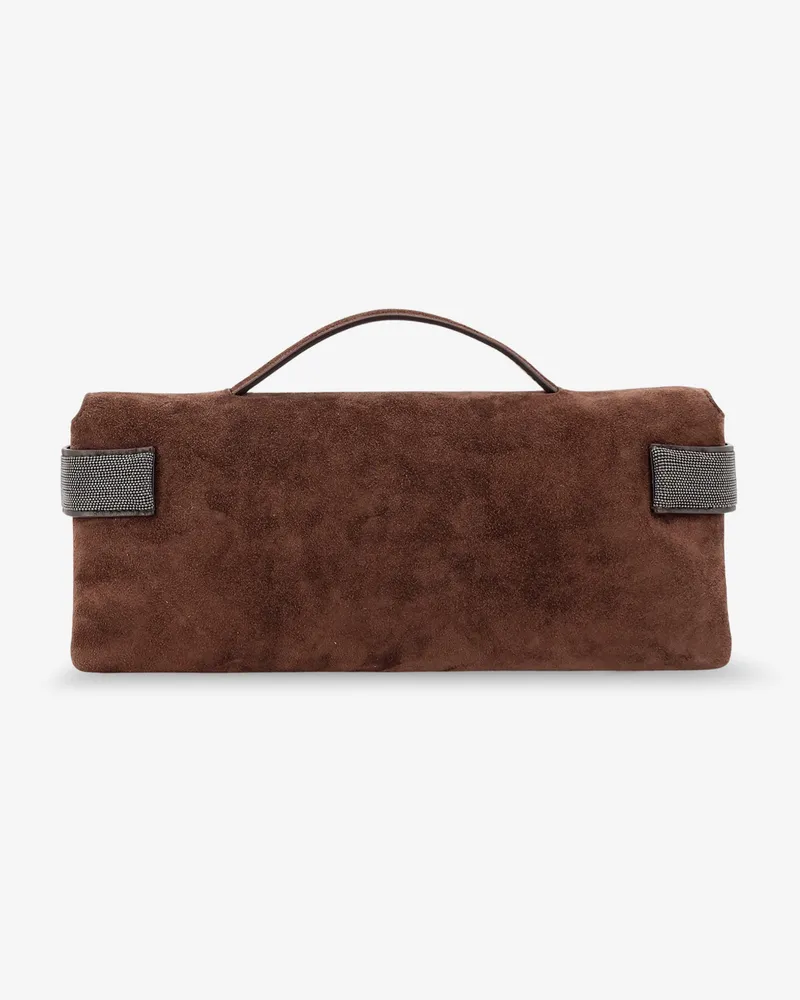 Brunello Cucinelli Women's Handbag Essence Suede Brown Handbags Hand Bags Brown