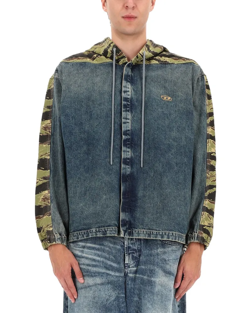 Diesel Hooded Cotton Jacket — Denim Denim