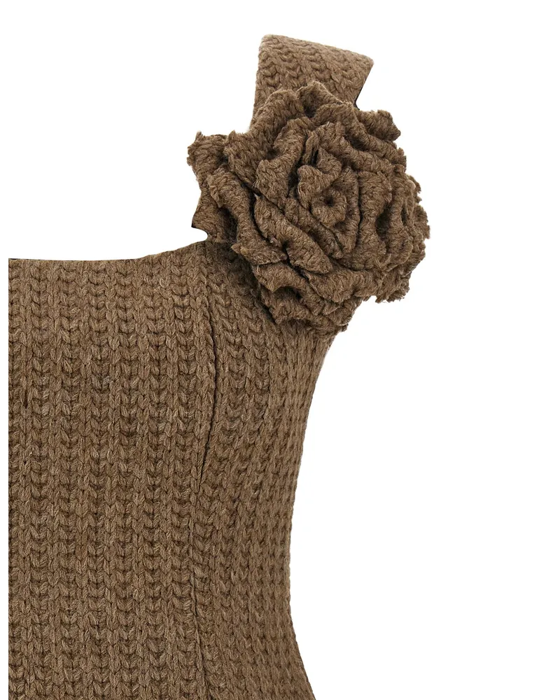 Giuseppe di Morabito Ribbed Wool Knit Mini Dress — Taupe Taupe