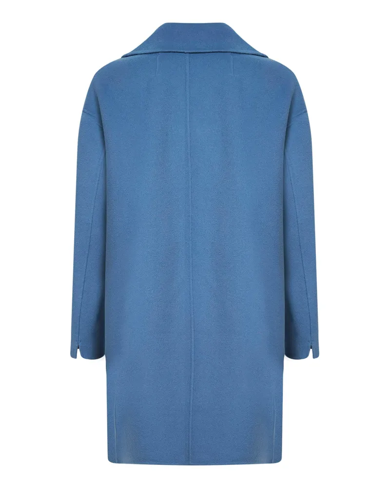 Max Mara Women's Light Blue Double-Breasted Midi Coat Virgin Wool Blue