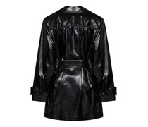 Belted Coated Viscose Trench Coat — Black