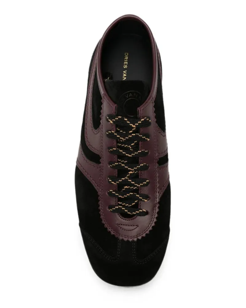 Dries van Noten Men's Baskets En Daim Bicolore Noir Et Brun Black Sneaker Black