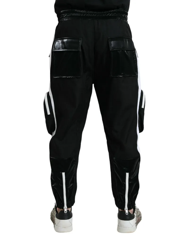 Dolce & Gabbana Black Nylon Cargo Jogger Men Sweatpants Pants Black