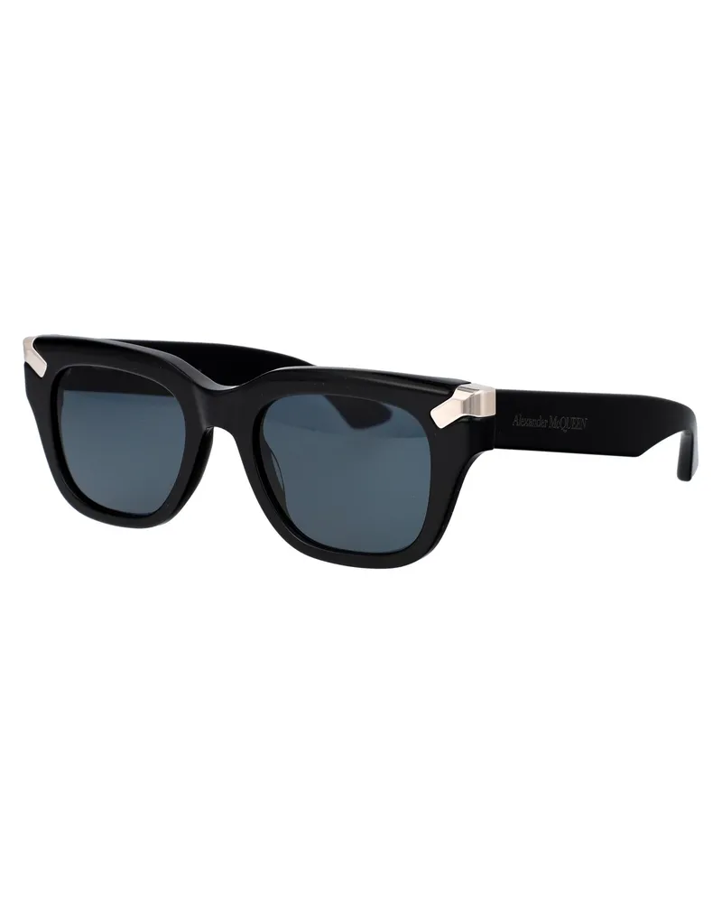 Alexander McQueen Men's Sunglasses Am0439s Black-Black-Blue Acetate Black/black/blue Black