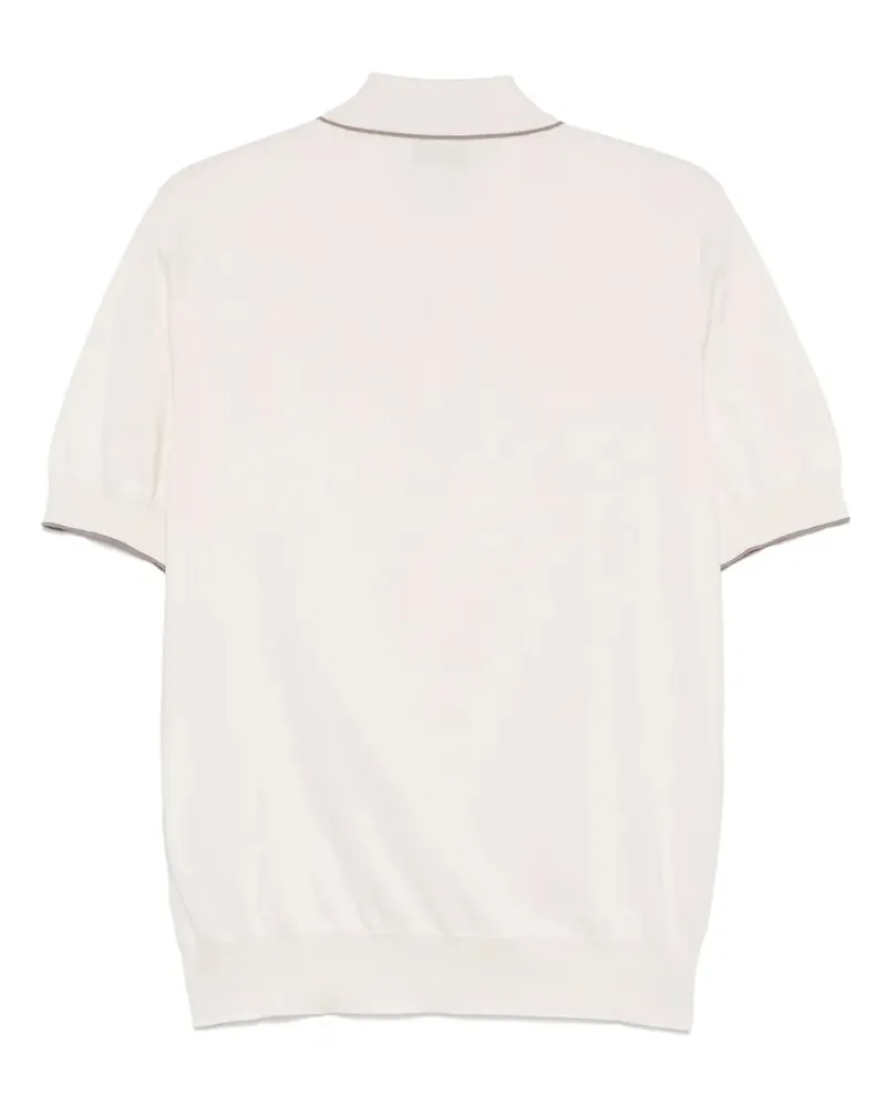 Brunello Cucinelli Men's Contrasting-Trim Polo Shirt Ss25 M Beige