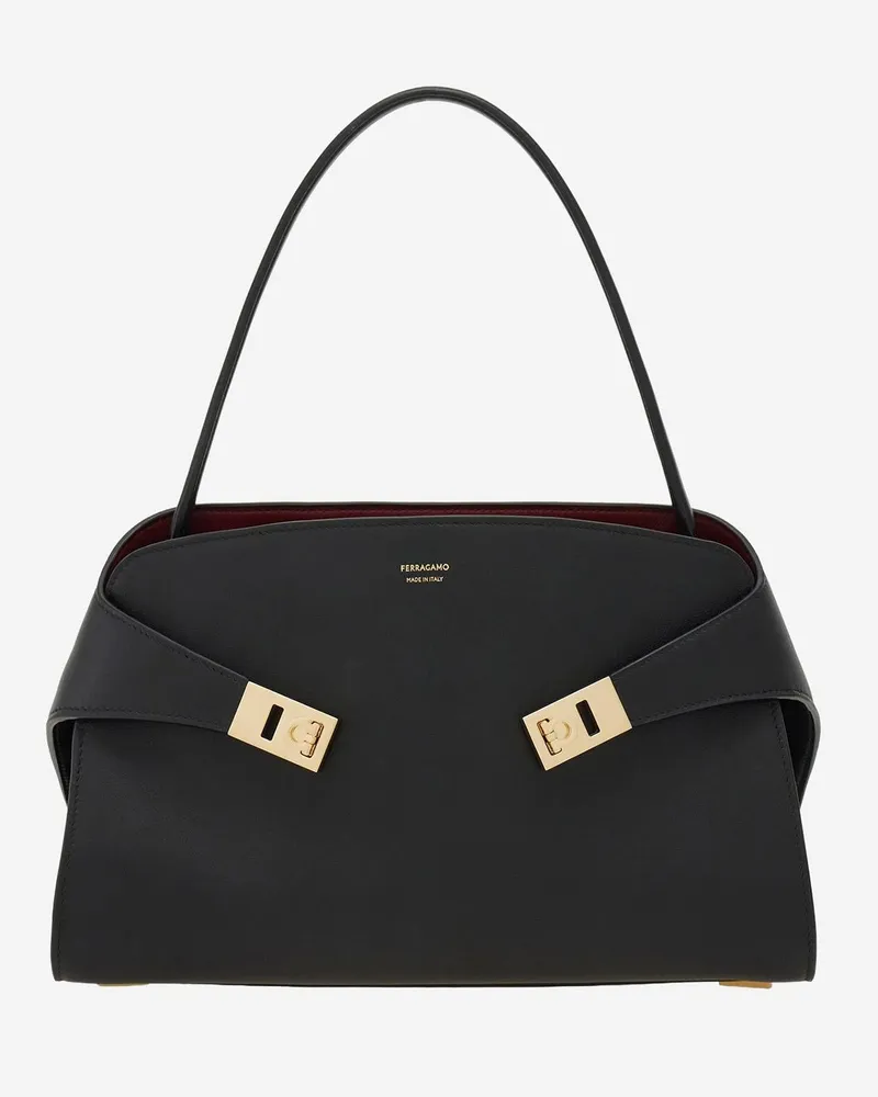 Ferragamo Women's Shoulder Bag Hug Soft Leather Black Black