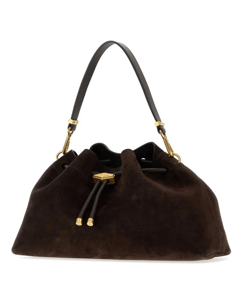 Jimmy Choo Women's Brown Suede Bon Bucket Bag Coffeegold Borse A Mano Brown