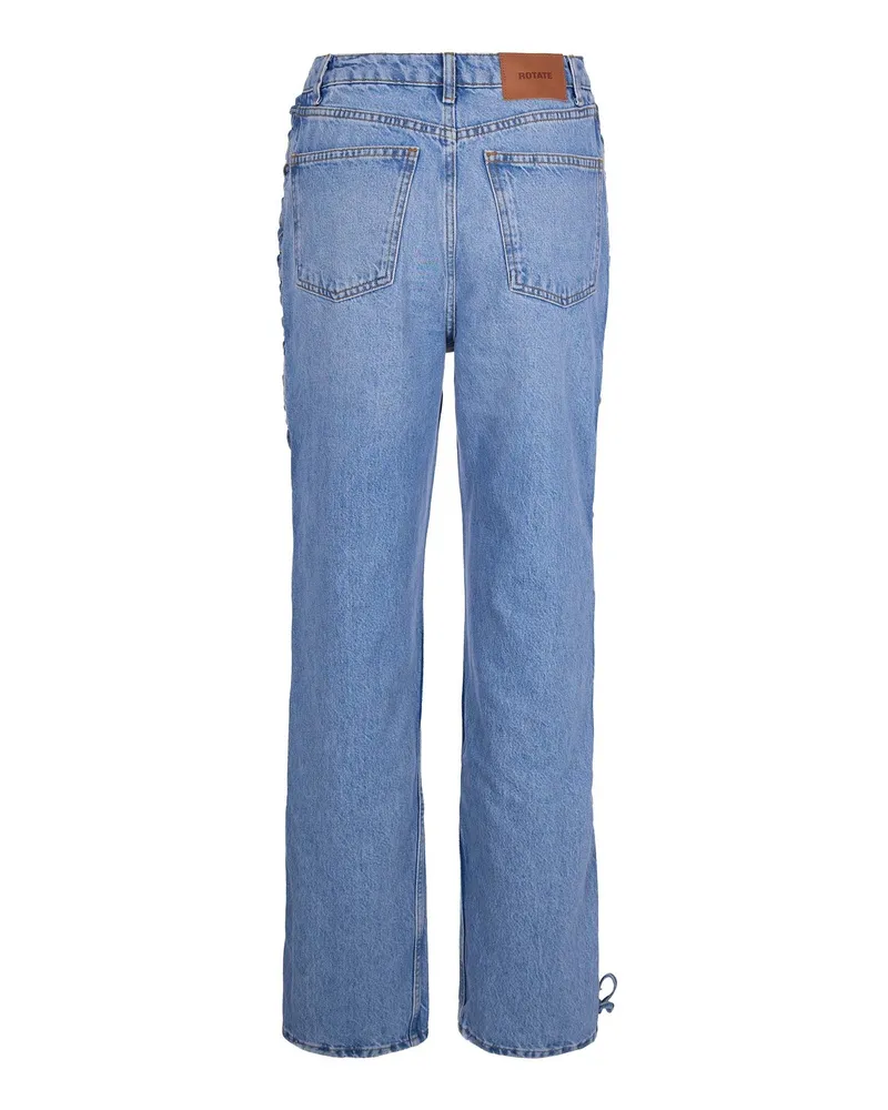 ROTATE Birger Christensen Women's Jeans Twisted Lacing Hydrangea Blue Organic Cotton Blue