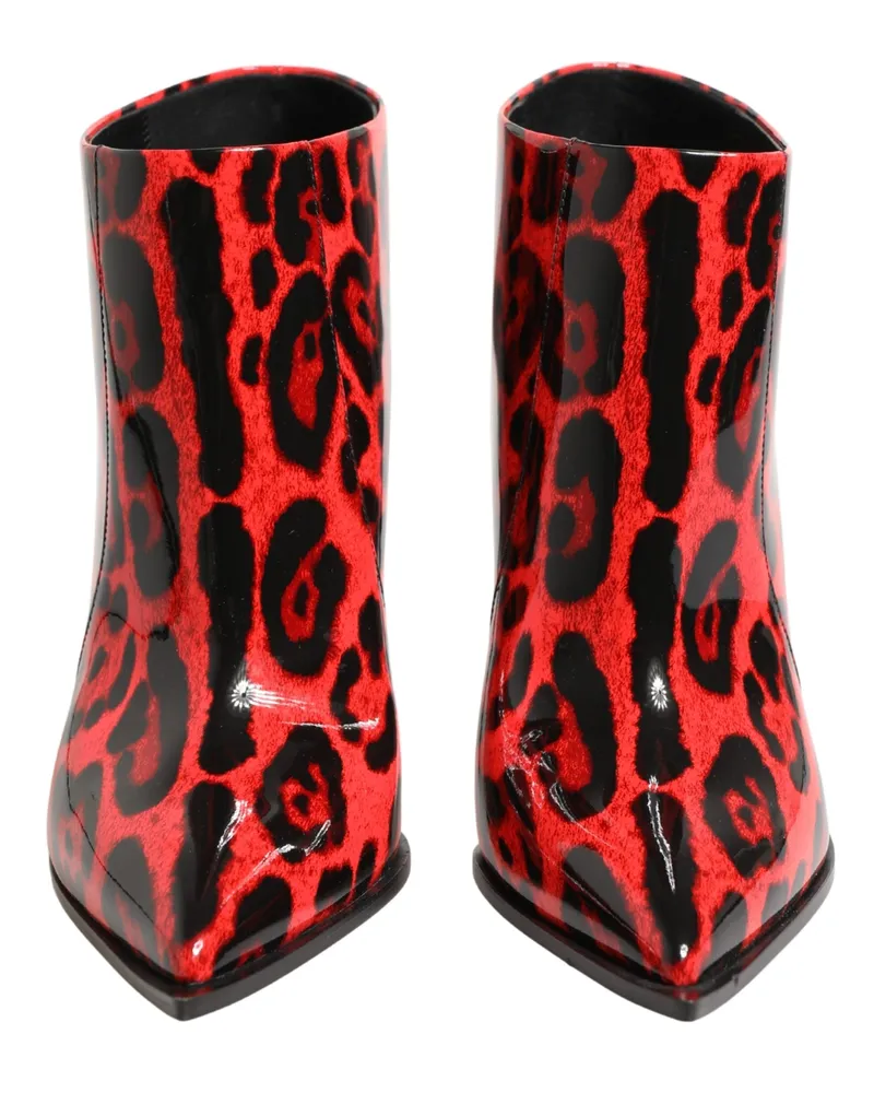 Dolce & Gabbana Women's Red Leopard Cardinale Ankle Boots Shoes Calf Leather Red