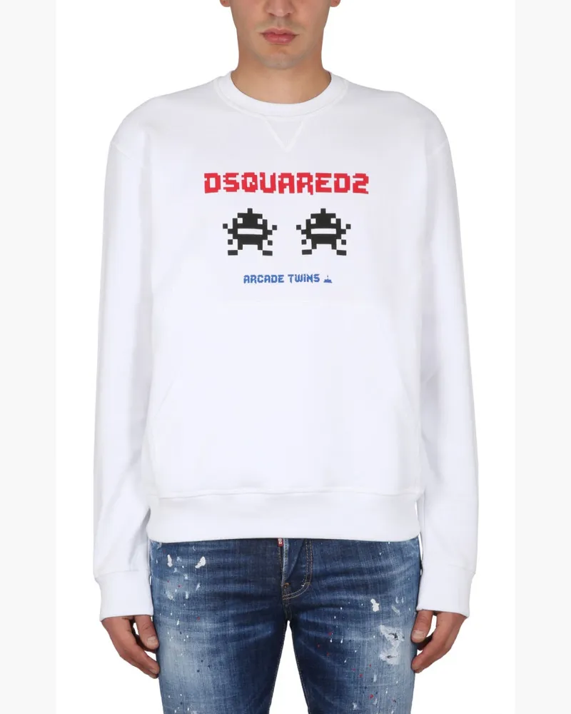 Dsquared2 Logo-Print Cotton Sweatshirt — White White