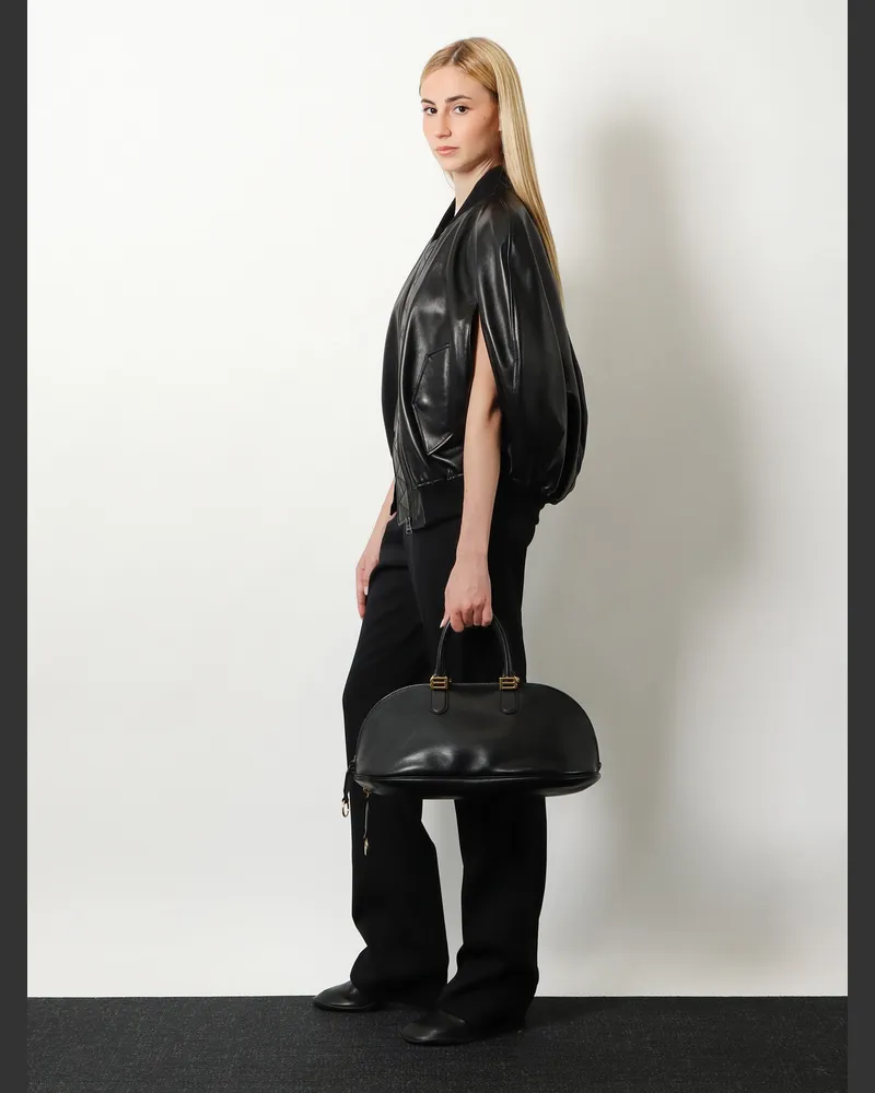Balenciaga Women's Bowling Leather Bag Bolero Black Handbags Hand Black