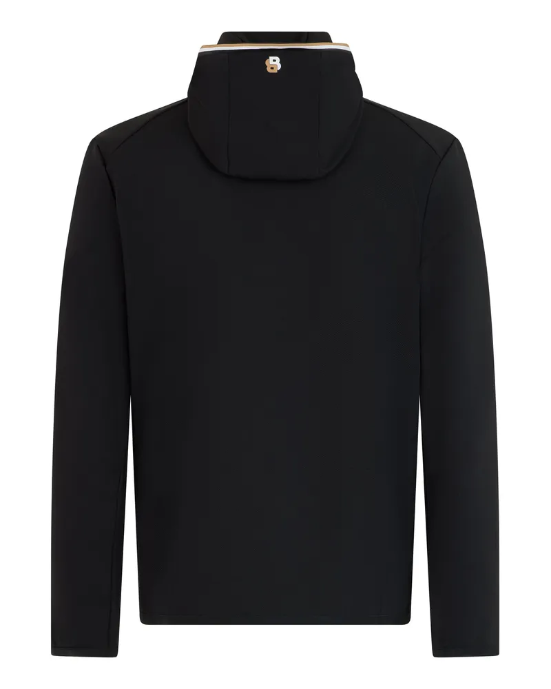 HUGO BOSS Men's Zip-Up Hoodie Black Polyamide Top Black