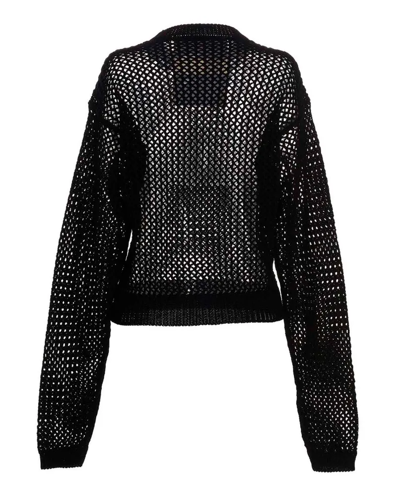 RAMAEL Open-Weave Cotton Sweater — Black Black