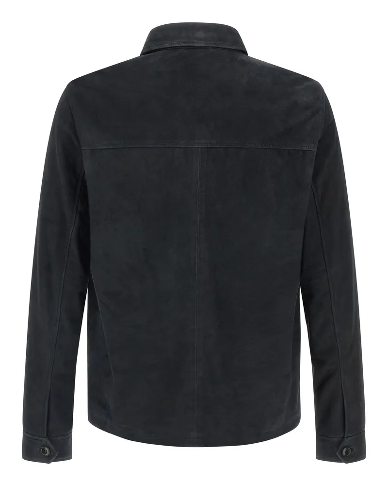 Pal Zileri Men's Blue Leather Jacket Clothing Navy