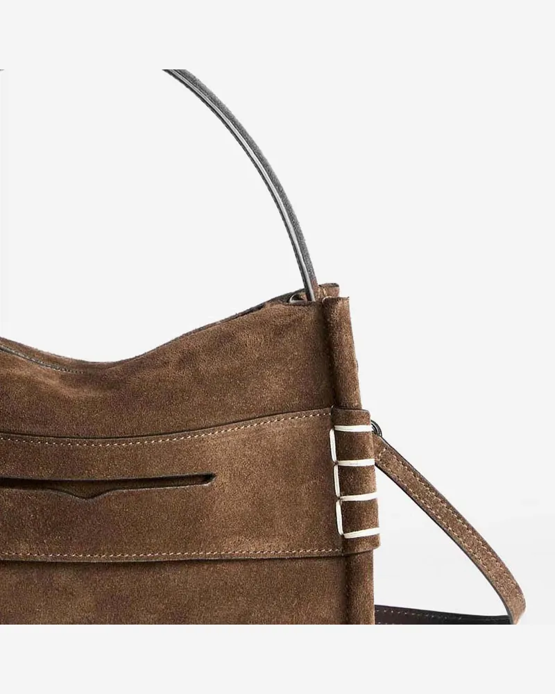 J.W.Anderson Women's Small Suede Loafer Bag Brown Shoulder Brown