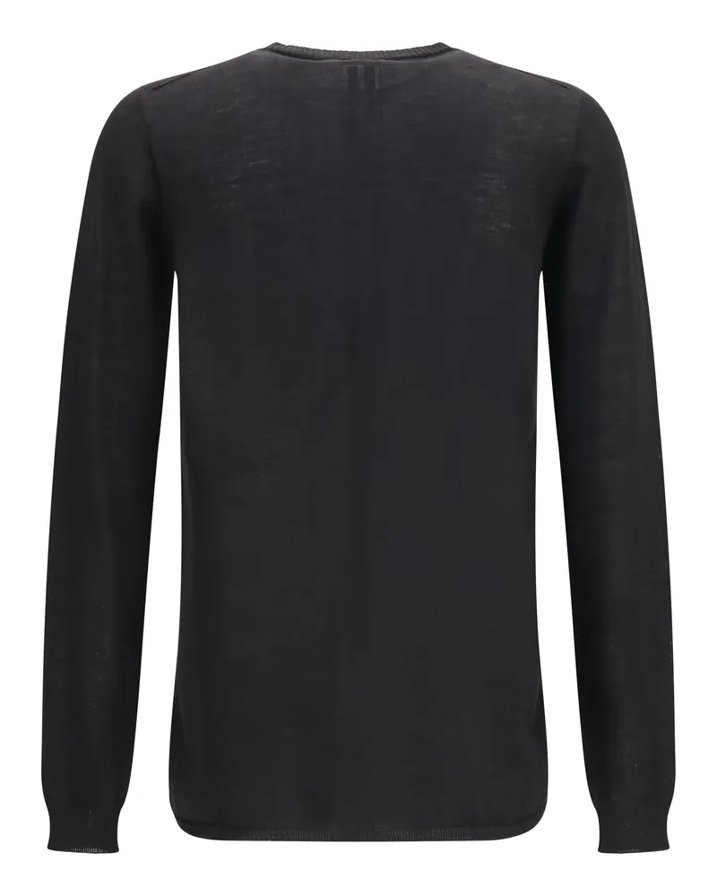 Rick Owens Men's Biker Level Sweater Black Merino Wool Ovis Aries Black