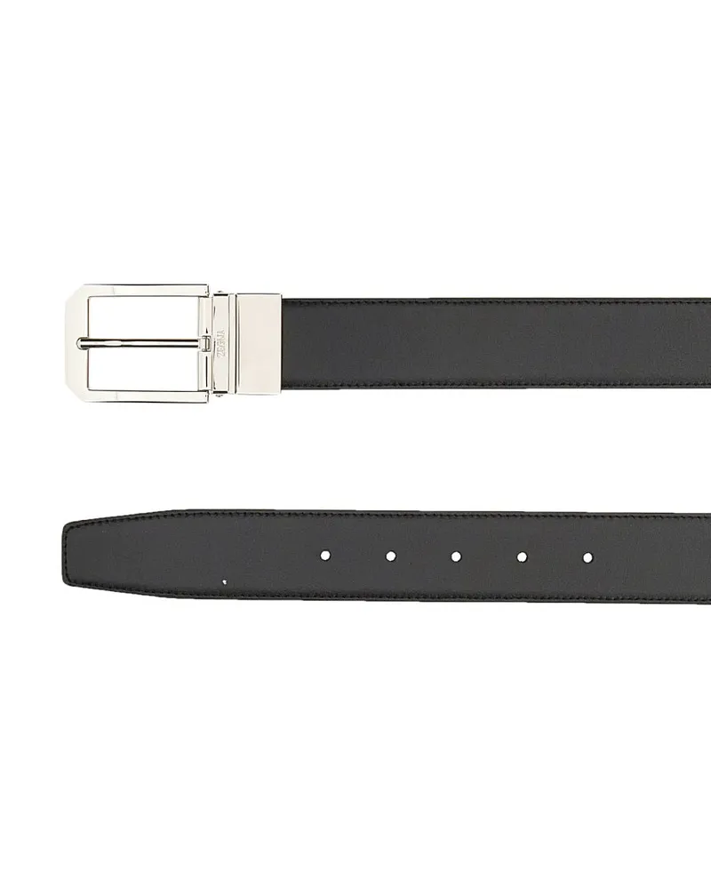 Ermenegildo Zegna Reversible Leather Belt — Black Black