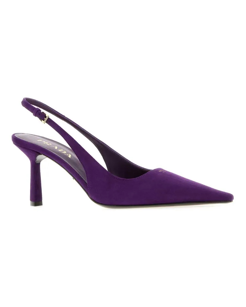 Prada Women's Purple Suede Pumps Viola Scarpe Con Tacco High Heel Shoes Purple