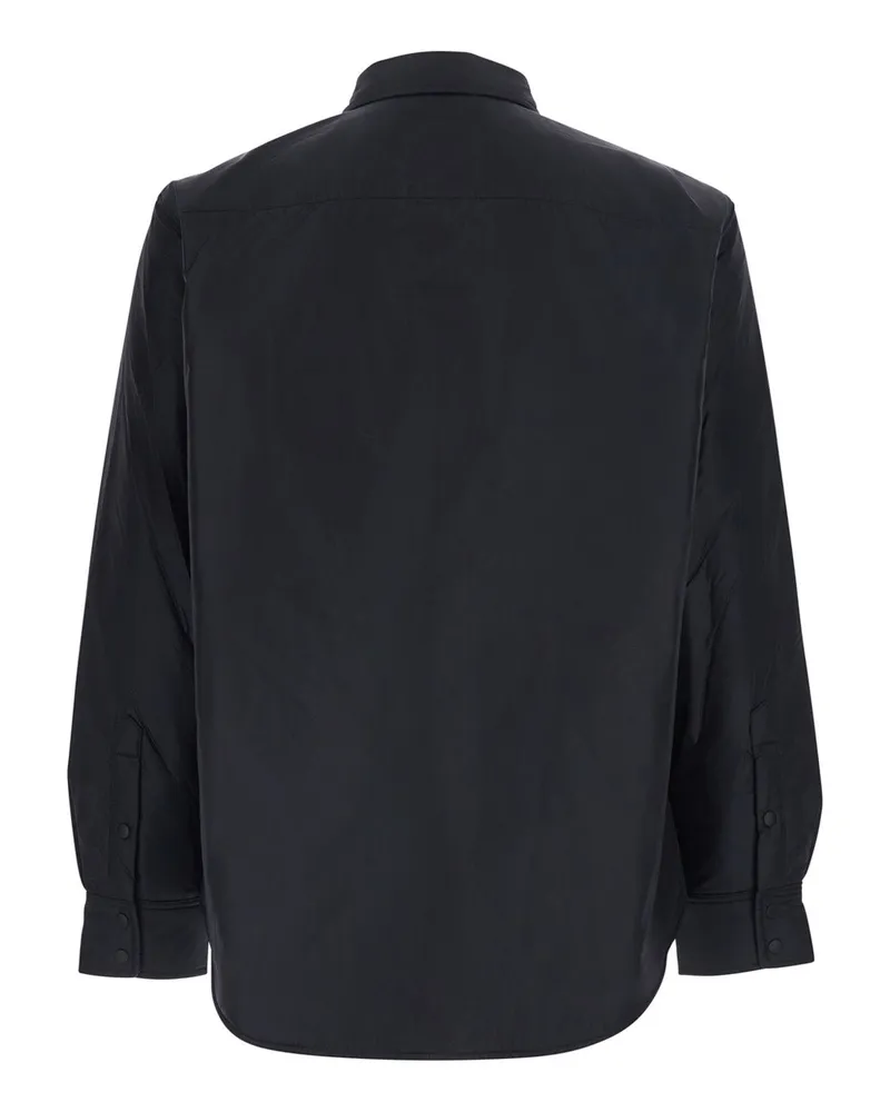 ASPESI Men's Jacket High-Collar Black Tech Fabric Polyamide Coat Black