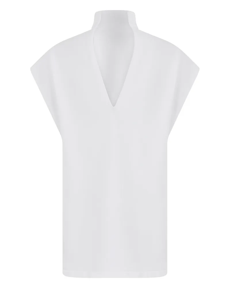 Alaïa Women's Sleeveless Sweater, High Collar, White Cotton White