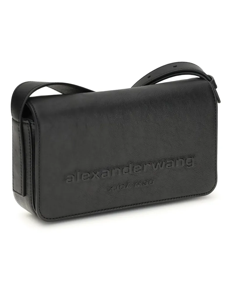 Alexander Wang Embossed Logo Calf Leather Shoulder Bag — Black Black