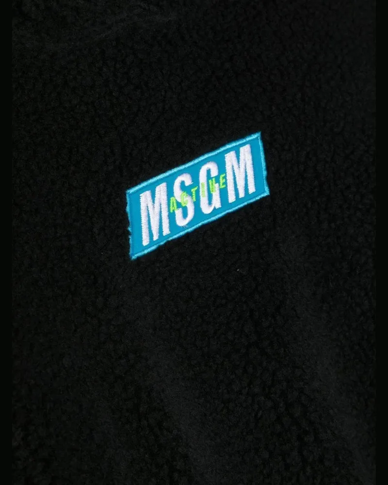 MSGM Teddy Bear Nylon Hoodie — Black Black