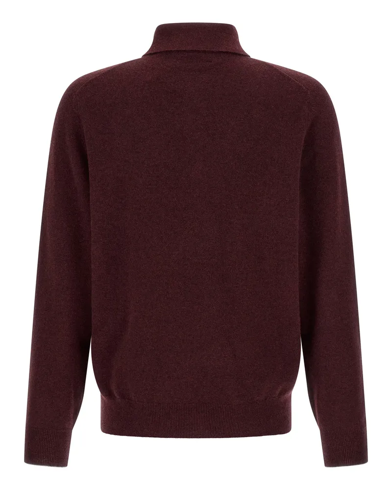 Brunello Cucinelli Men's Bordeaux Cashmere Polo Shirt Bordeaux