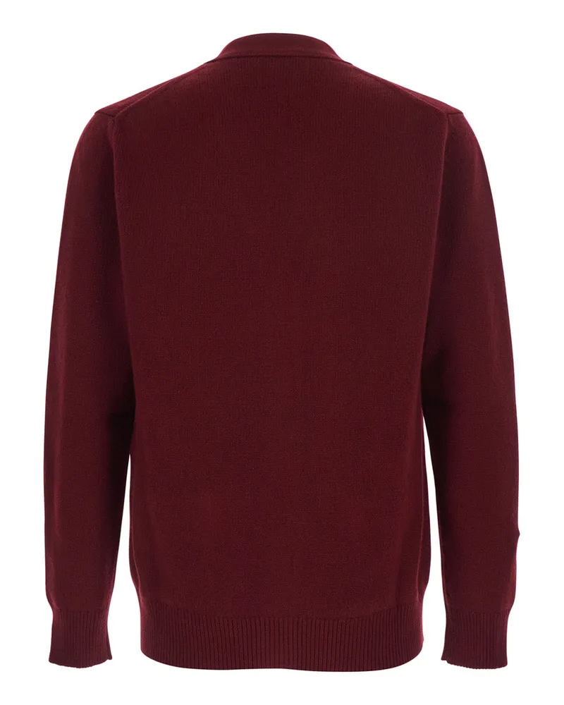 Gucci Men's Cardigan V-Neck Cashmere Bordeaux Tops Top Burgundy