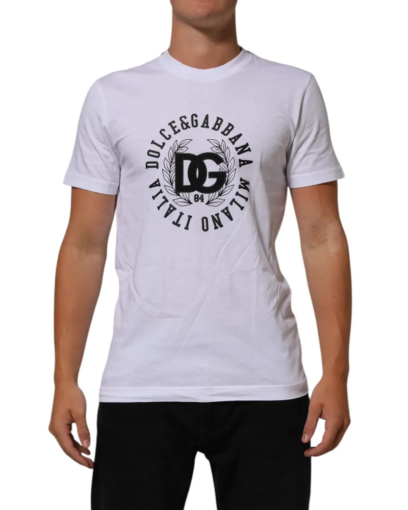 Dolce & Gabbana Logo-Print Crew Neck T-Shirt — White White