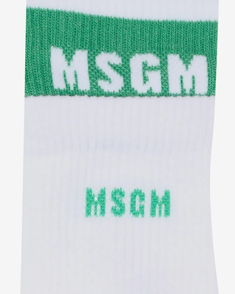 MSGM Kids' Girls Tights White-Irish Green Cotton & Socks White/irish White
