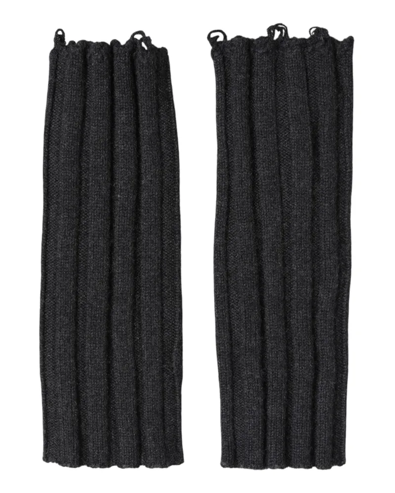 Dolce & Gabbana Men's Black Virgin Wool Knitted Fingerless Gloves Black