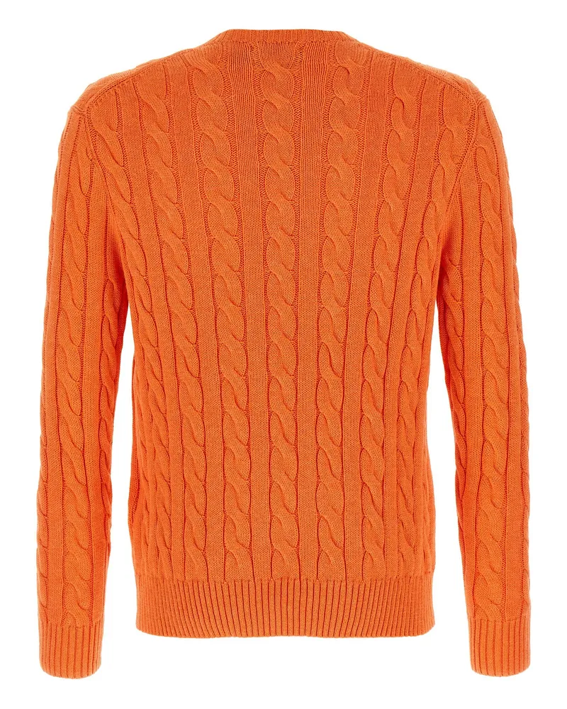 Ralph Lauren Cable-Knit Cotton Sweater — Orange Orange