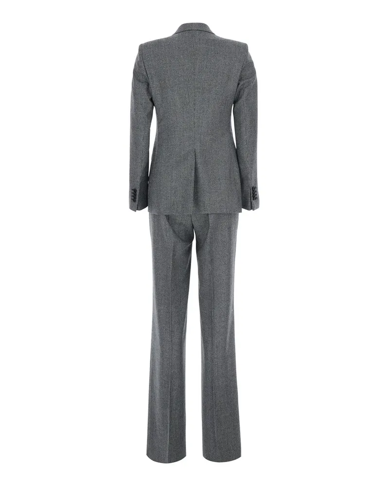 Tagliatore Double-Breasted Structured Tech Fabric Pant Suit — Gray Gray