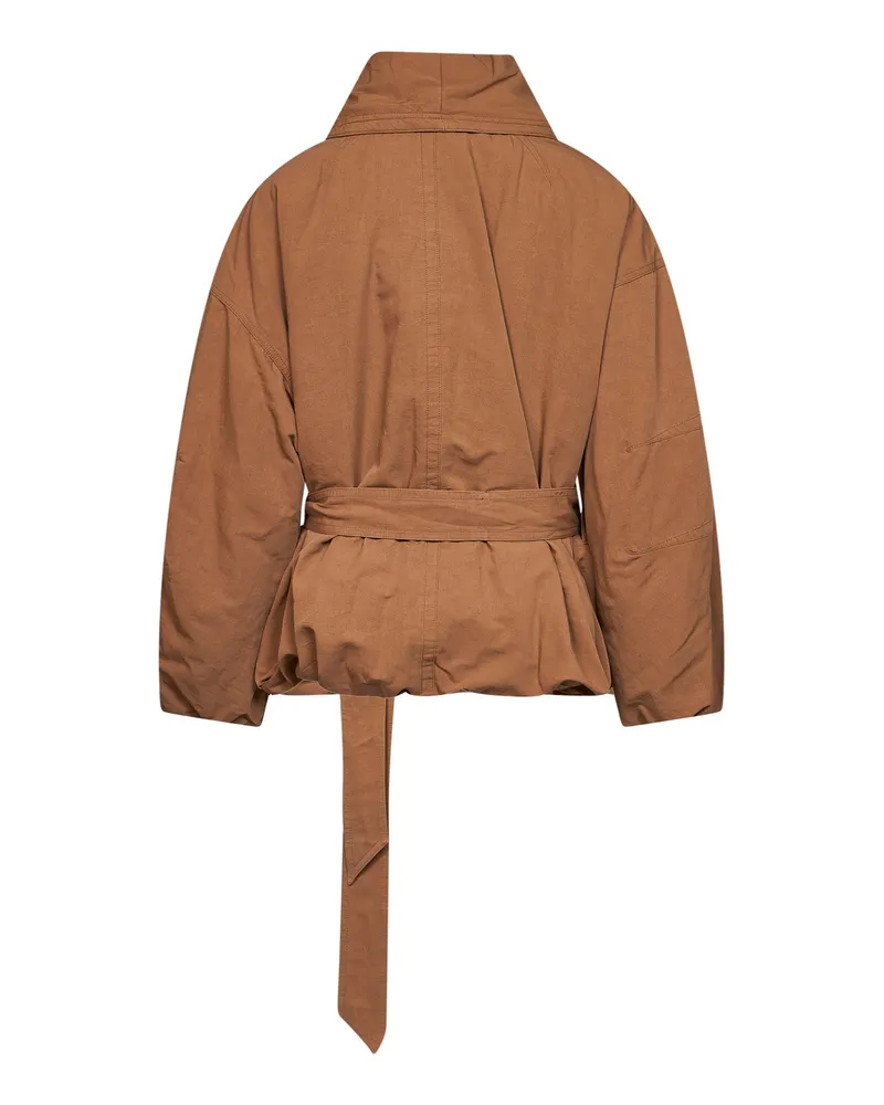 Isabel Marant Women's Coat Volinda Camel Gabardine Cotton Bomber Jackets Camel