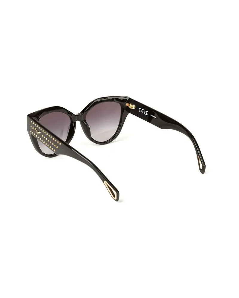Zadig & Voltaire Women's Sunglasses Glossy Black Acetate Eyewear Black