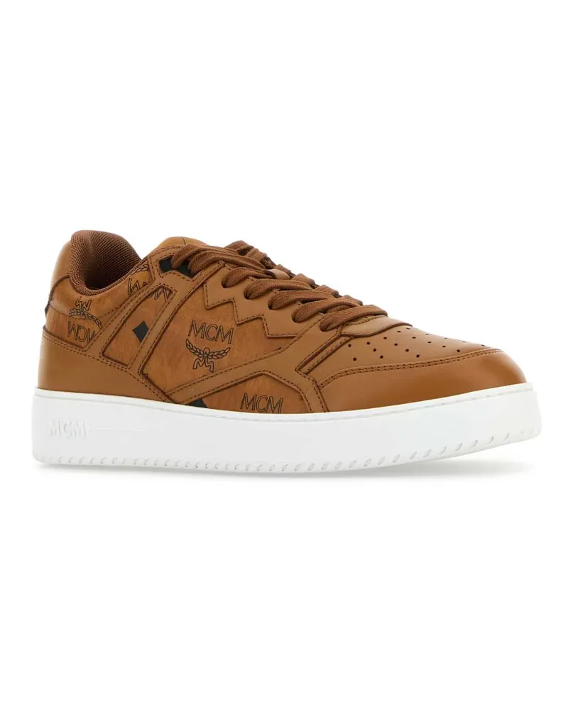 MCM Men's Printed Canvas Terrain Sneakers Cognac Cognac