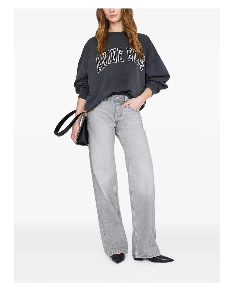 Anine Bing Washed Cotton Sweatshirt — Black Black