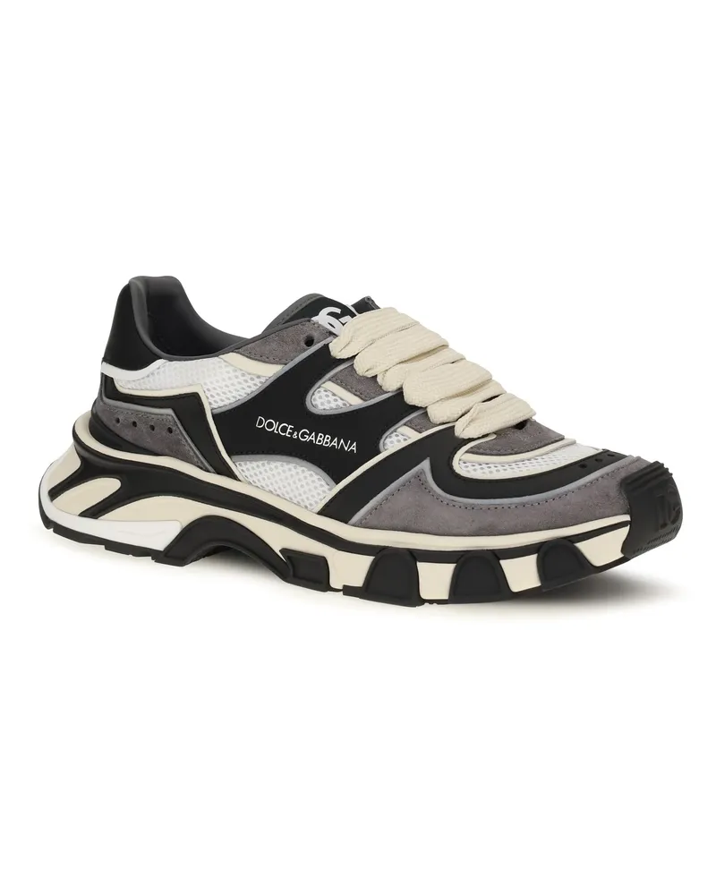 Dolce & Gabbana Men's Sneakers With Mesh Details Bianco-Nero Bianco/nero Multicolor