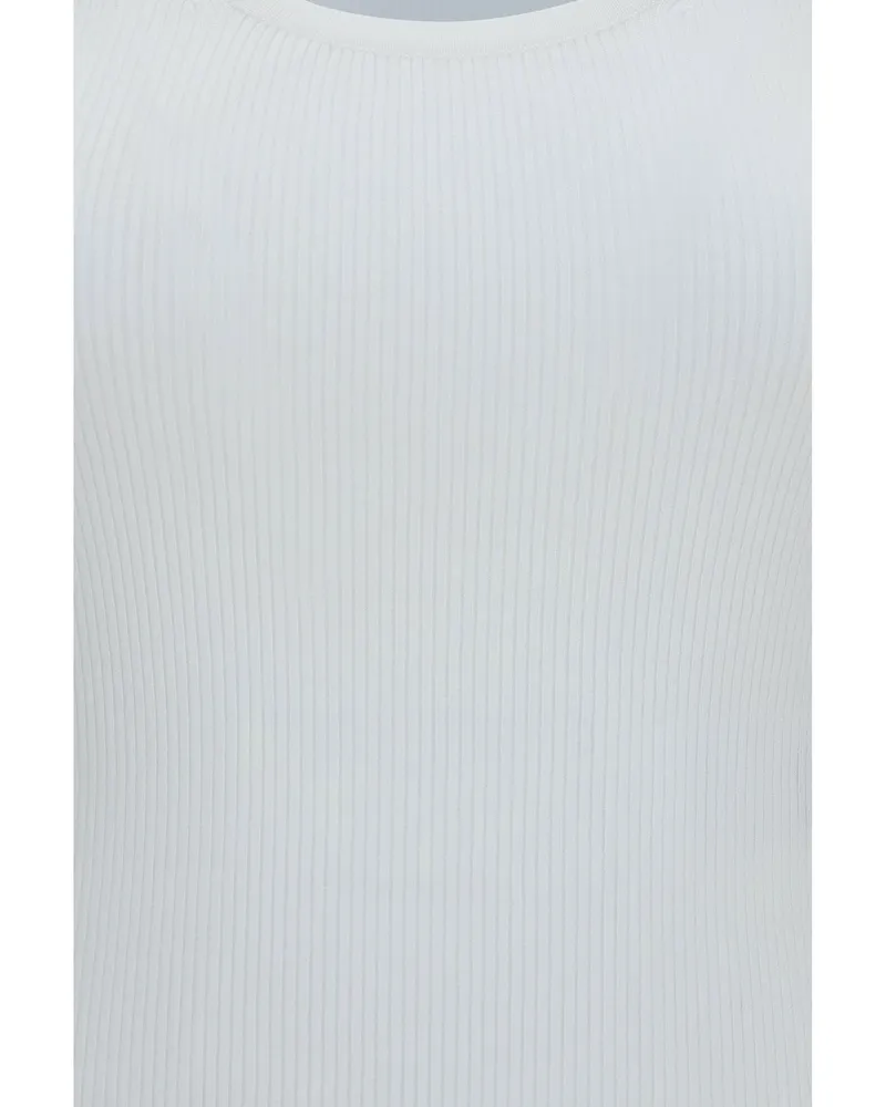 Max Mara Women's Tank Top Ribbed Jersey Viscose White T-Shirts & Jerseys White