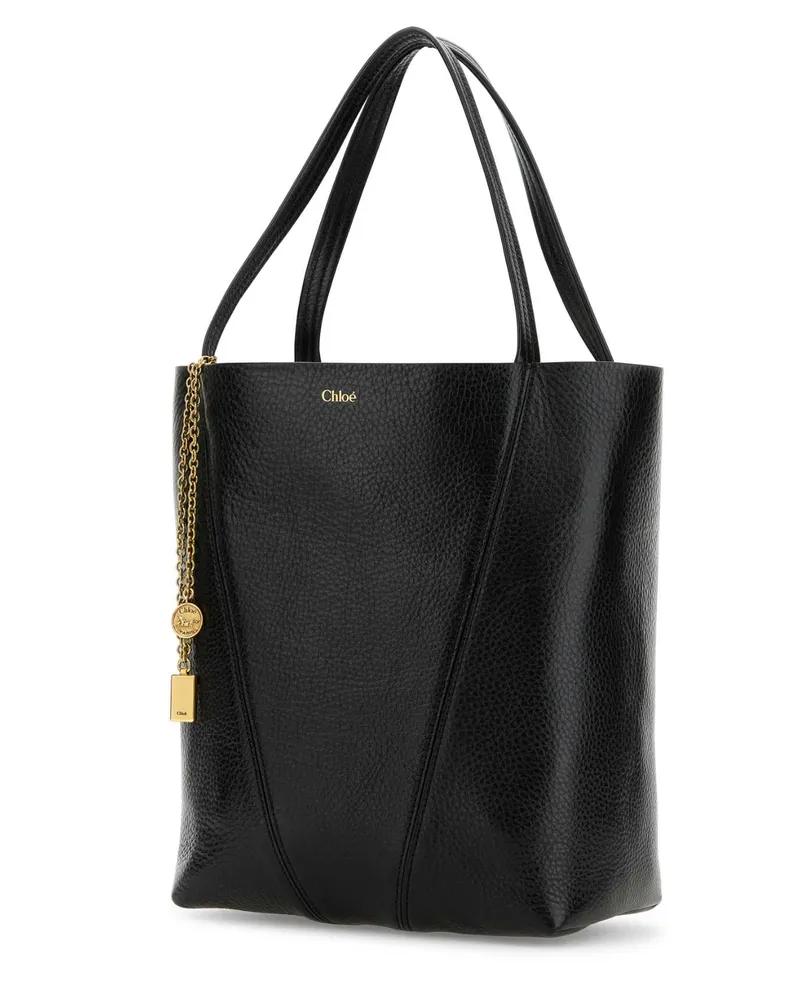 Chloé Women's Black Leather Spin Shopping Bag Borse A Mano Black