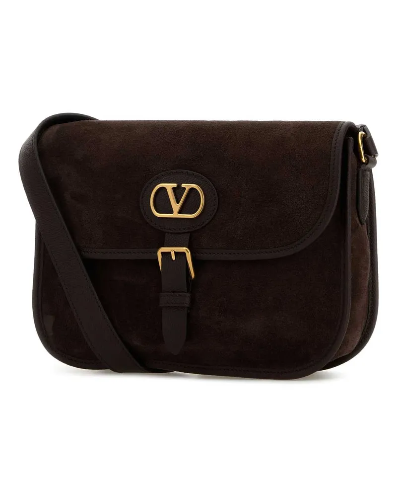 Valentino Garavani Antibes Suede Crossbody Bag — Brown Brown