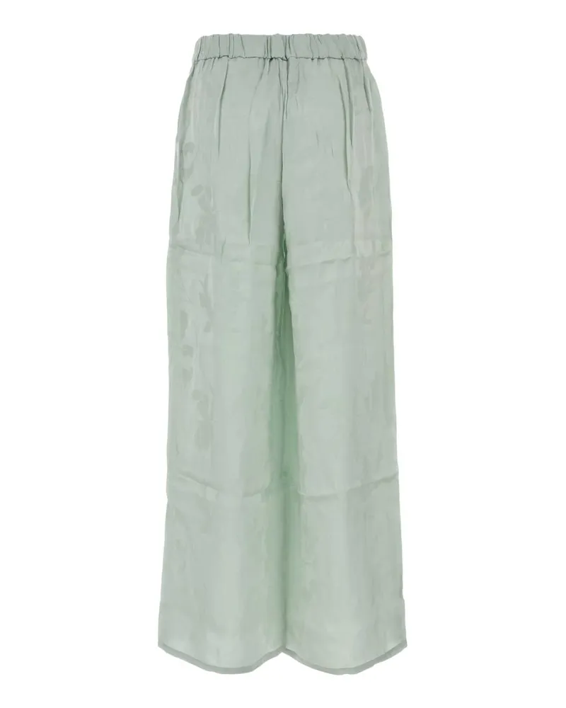 Calvin Klein Women's Pastel Light-Blue Satin Pyjamas Pant Palemeadowfloralcuttingsjacquar Exterior: Viscose Pantaloni Trousers Green