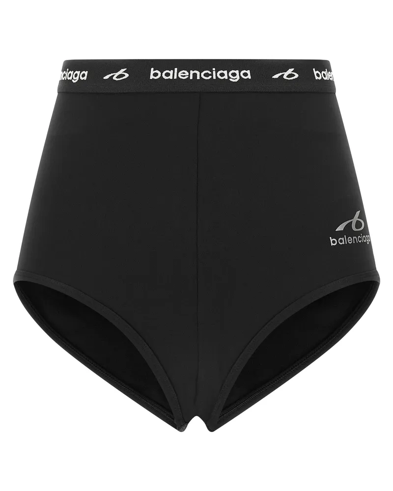 Balenciaga Logo-Embroidered High-Waist Bodysuit — Black Black
