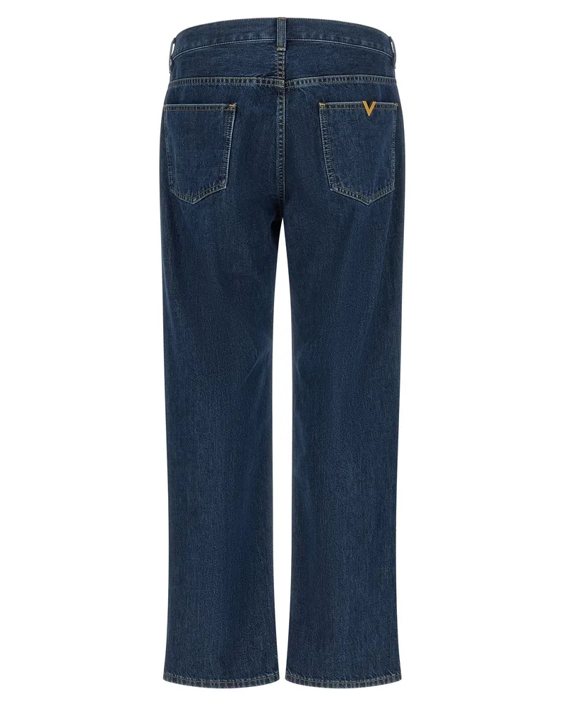 Valentino Garavani Men's Blue Cotton Straight-Leg Jeans Clothing Blue